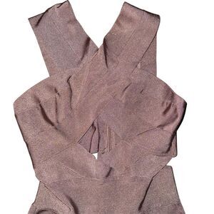 Wow Couture Women's‎ Pink Rose Gold Bandage Bodysuit Pants Set Size S Party Wear